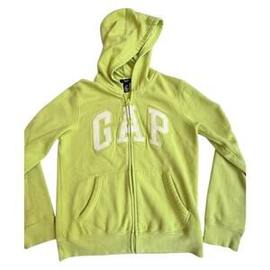 VTG Gap Wild Lime Green ZIP HOODIE Girls Juniors XXL Iridescent Logo 13Yr Fleece